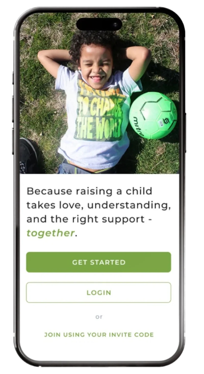 Chlikk CoParenting app welcome screen: Because raising a child takes love, understanding, and the right support – together